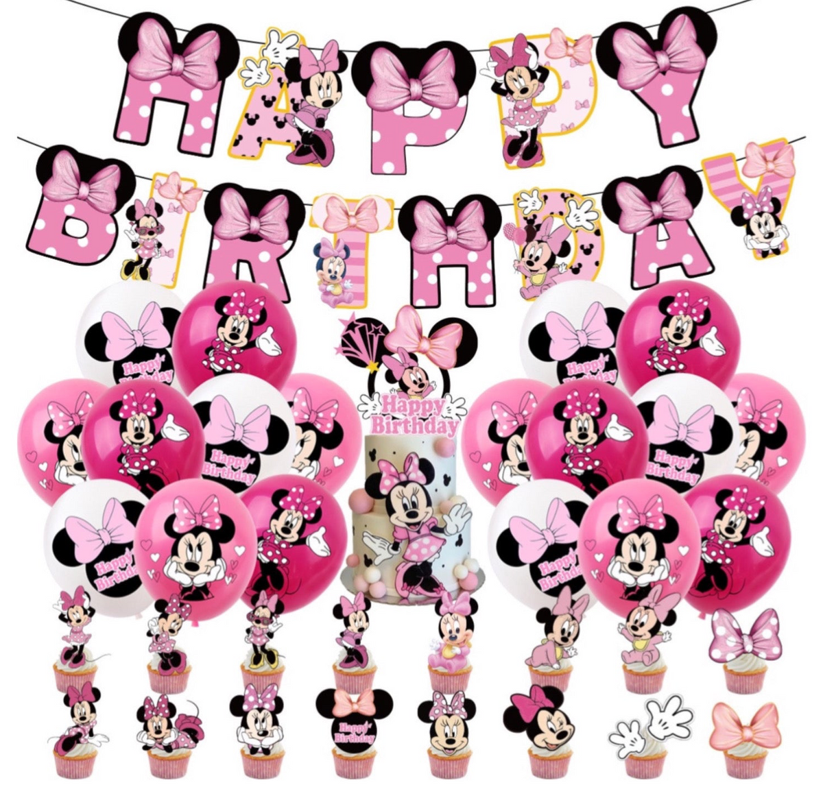 Minnie mouse all pink Birthday Party Decorations