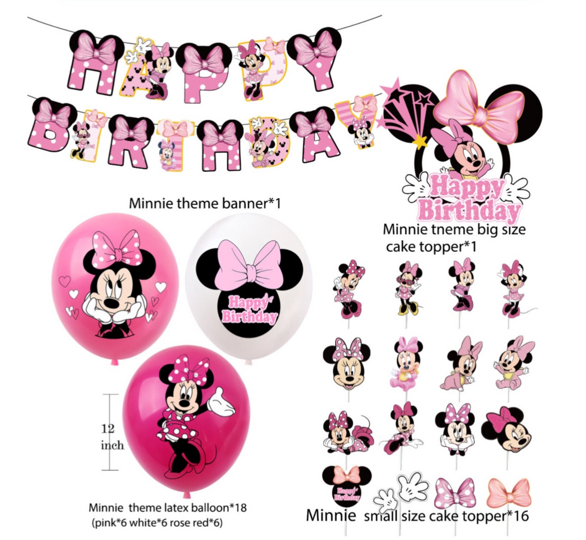 Minnie mouse all pink Birthday Party Decorations