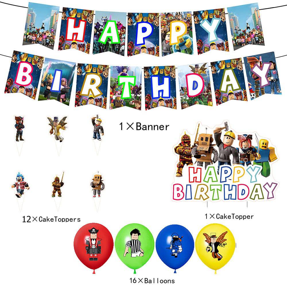 Roblox party supplies. Full decorations set. Fast shipping within Europe. 