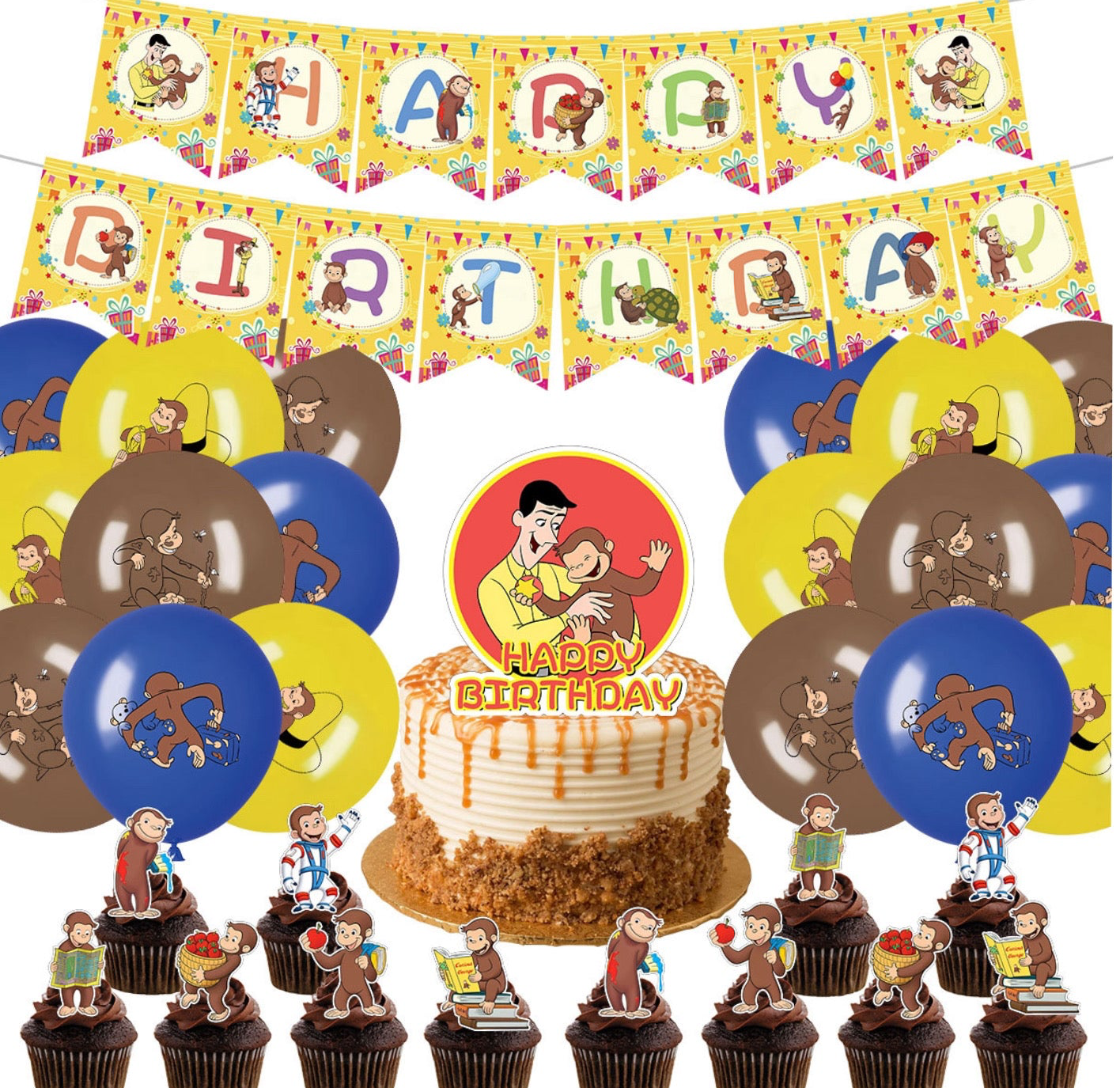 Curious George Birthday Party Decorations – Complete Decoration Set.