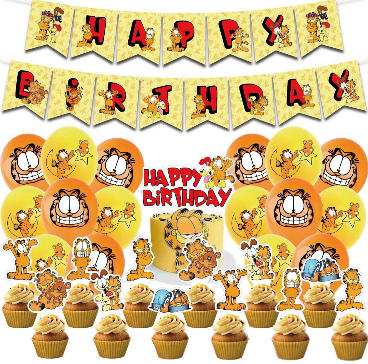 Ensemble de décorations pour fête d'anniversaire Garfield