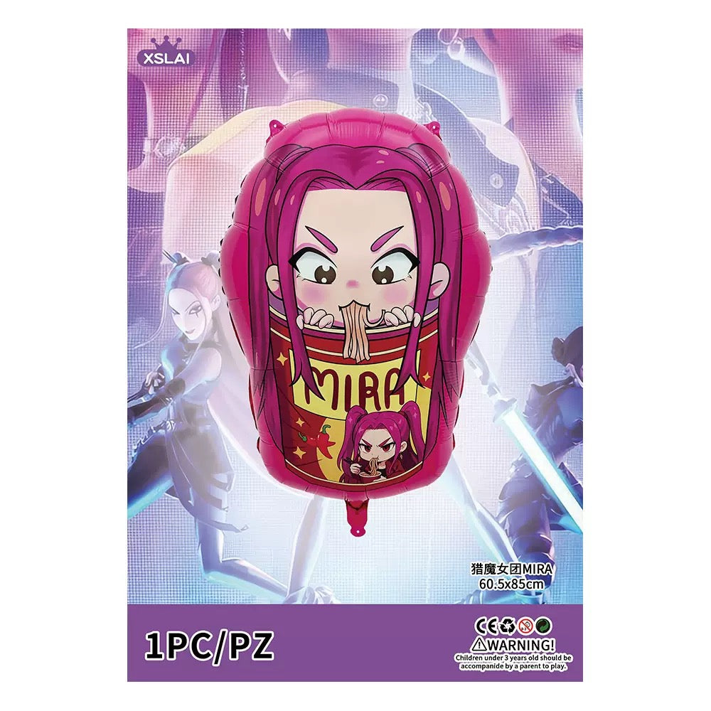 Colorful Huntrix birthday party decorations from Shopping Island, including banners and hanging ornaments for celebration decor.