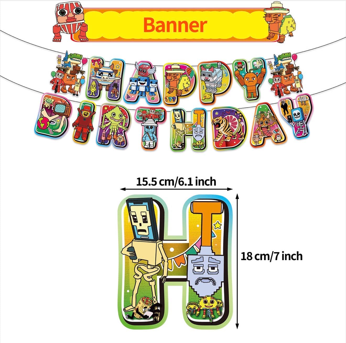 Roblox Steal a Brainrot theme birthday party supplies and decorations kit. Europe fast shipping 