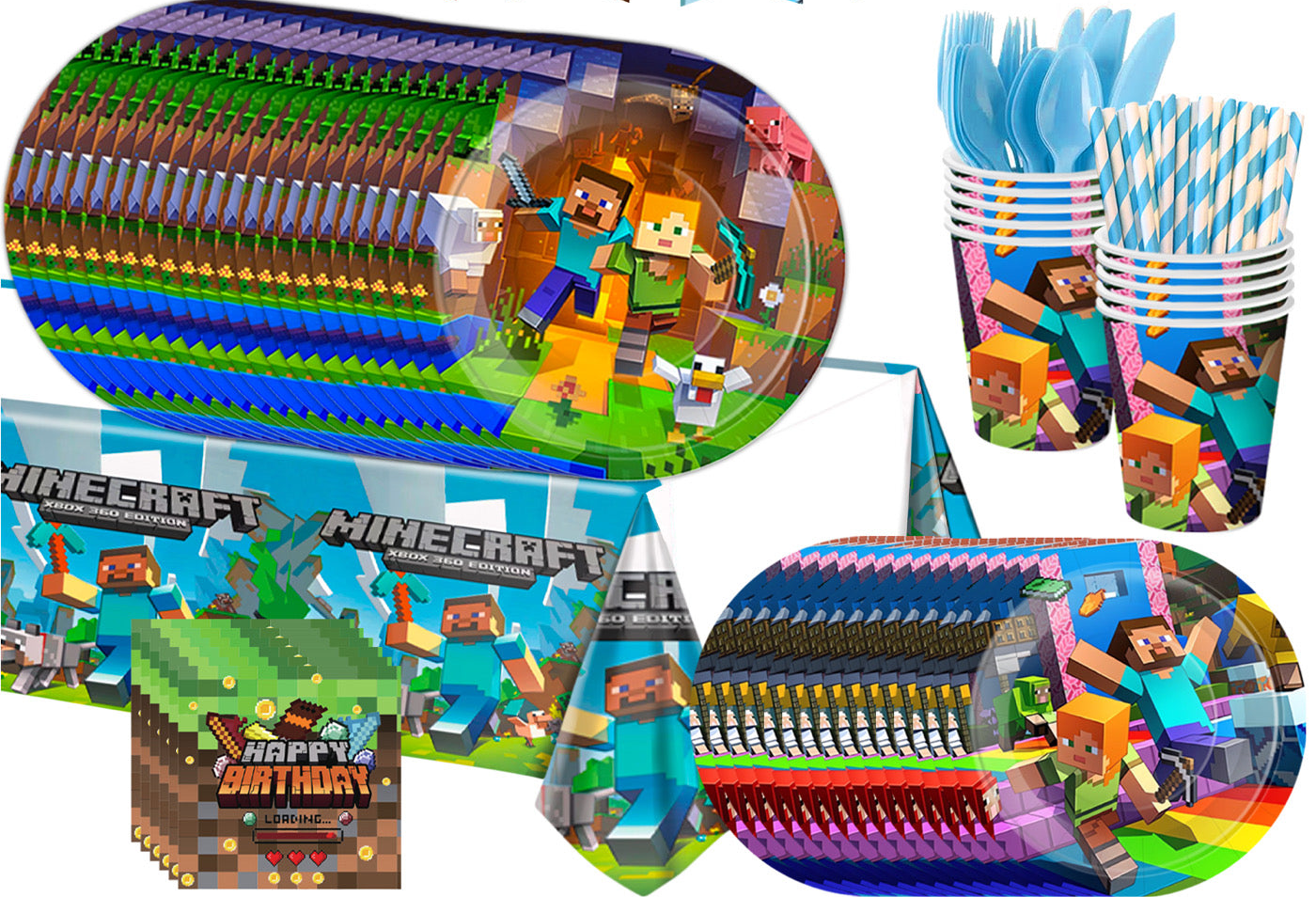 Minecraft birthday party decorations set