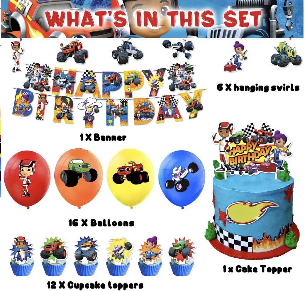 Blaze Party Decorations – Complete Decoration Set.