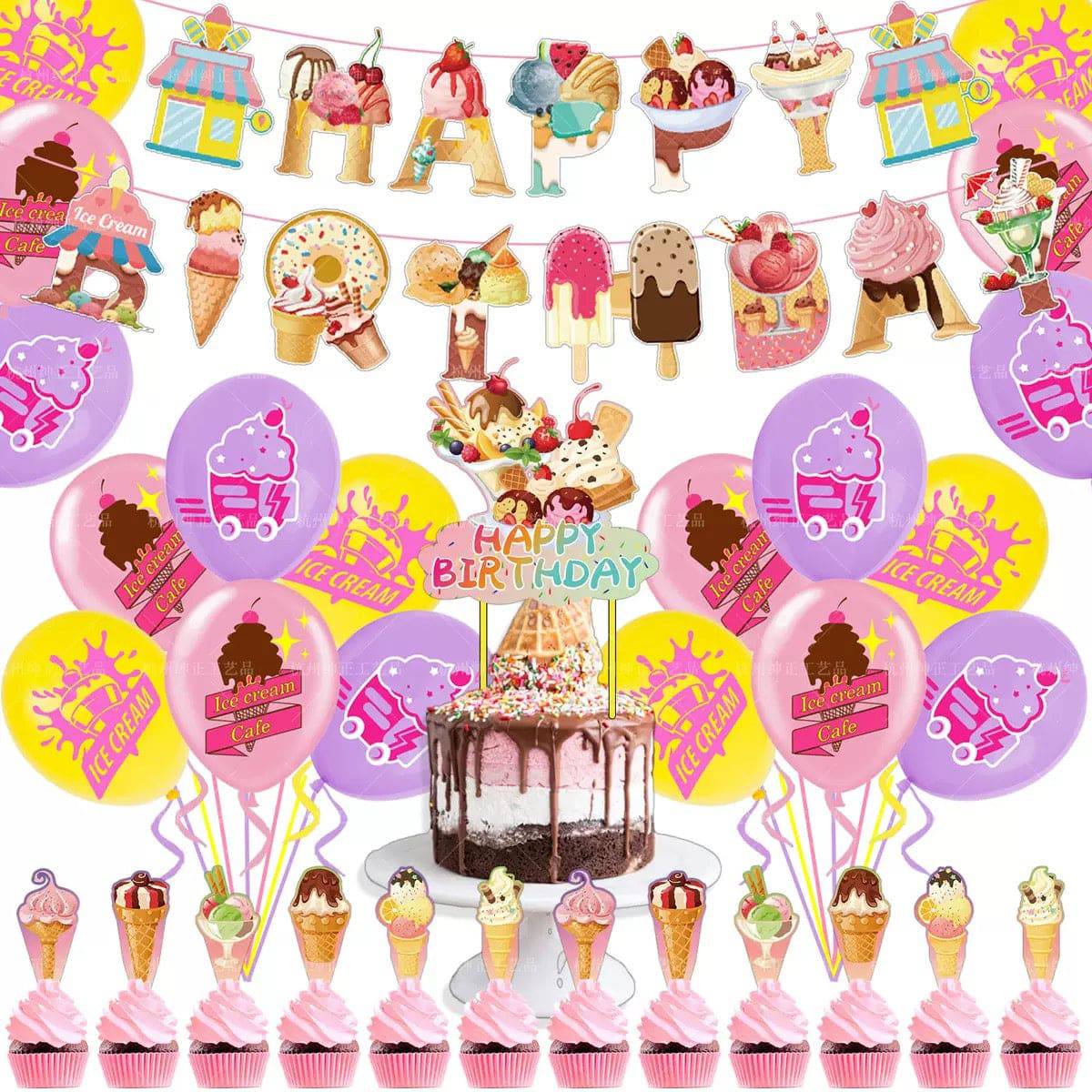 Ice Cream Party Decorations – Complete Decoration Set.