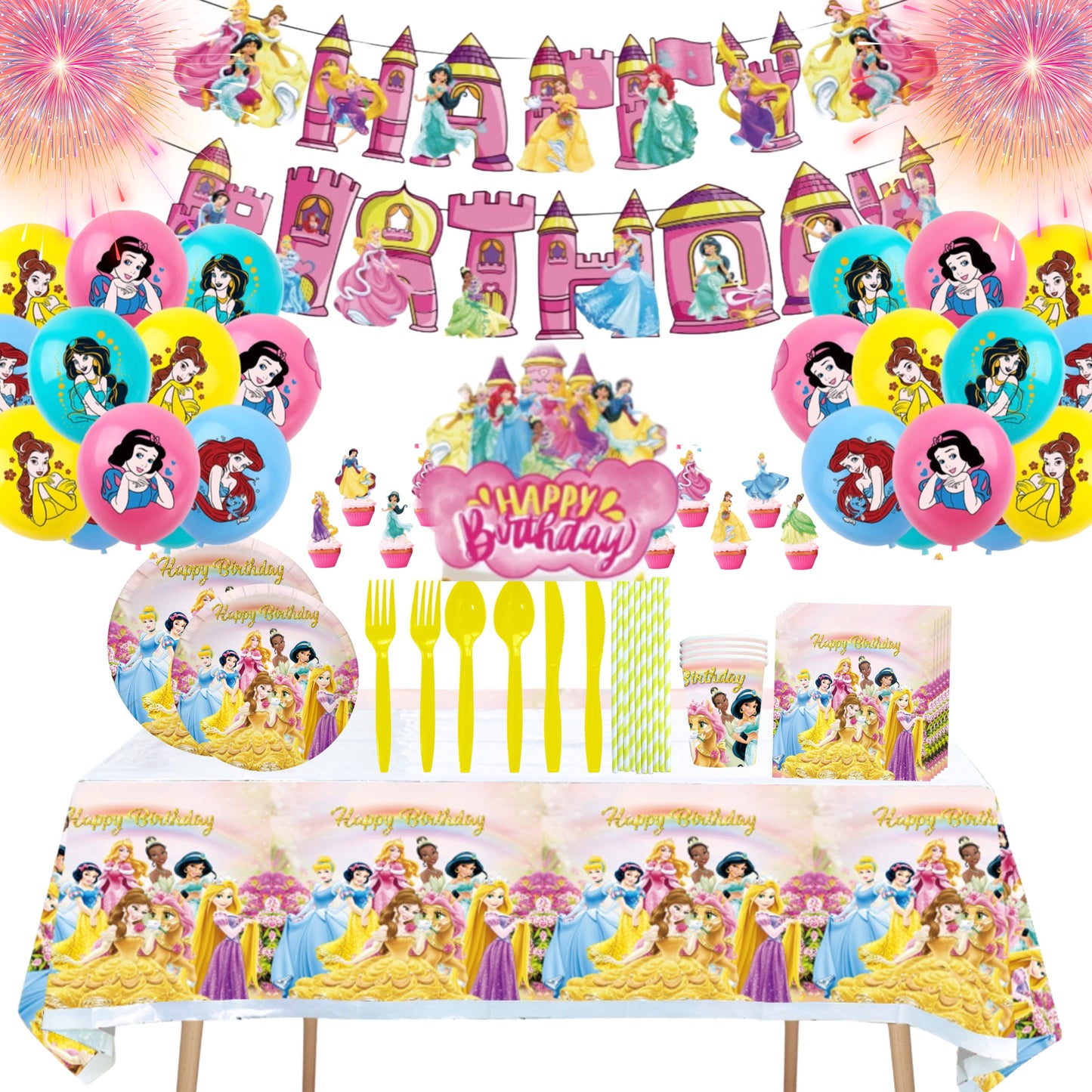 Colorful princesses party decorations creating a magical celebration atmosphere for every little princess