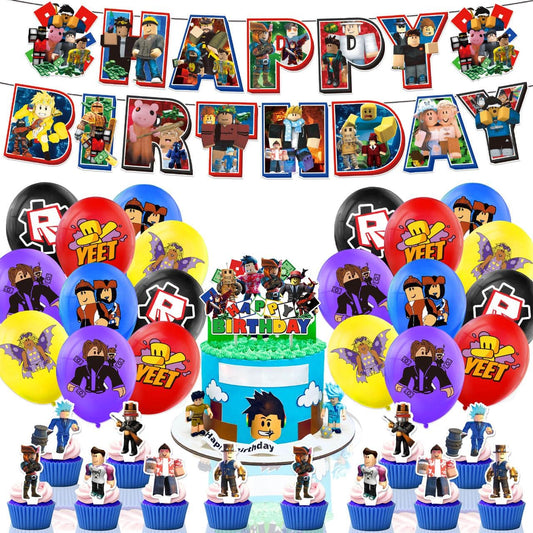 Roblox Sandbox party supplies. Full decorations set. Fast shipping within Europe