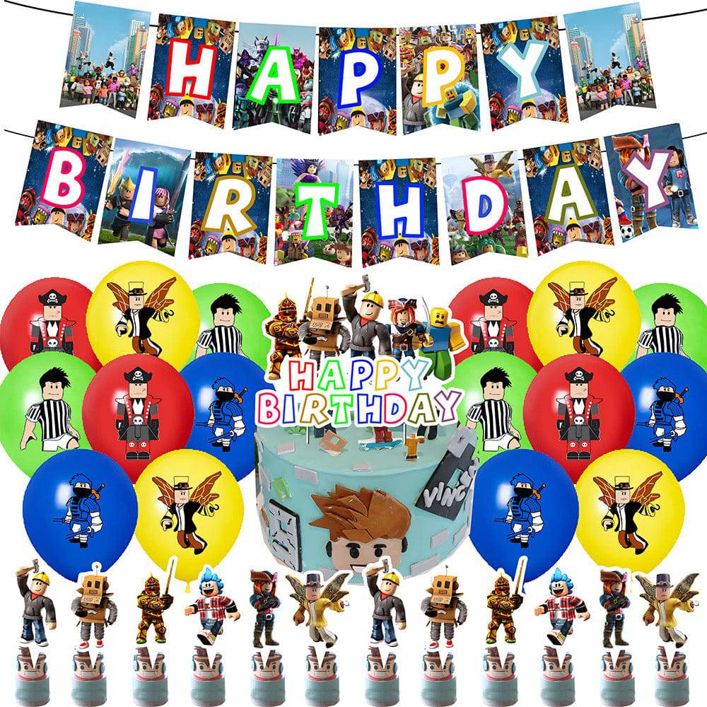 Roblox party supplies. Full decorations set. Fast shipping within Europe. 