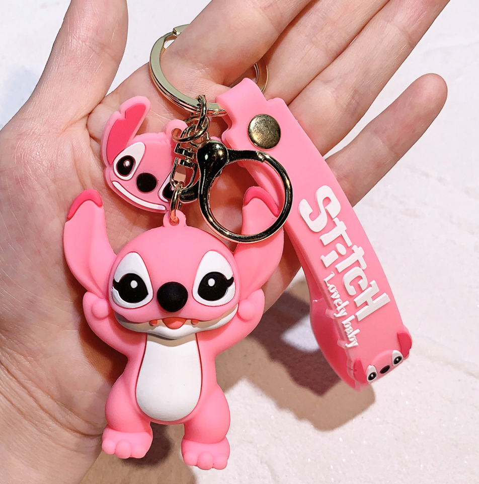 Розовый брелок Stitch со смайликом