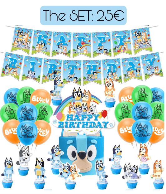 Bluey blue Birthday Party Decorations – Complete Decoration Set.