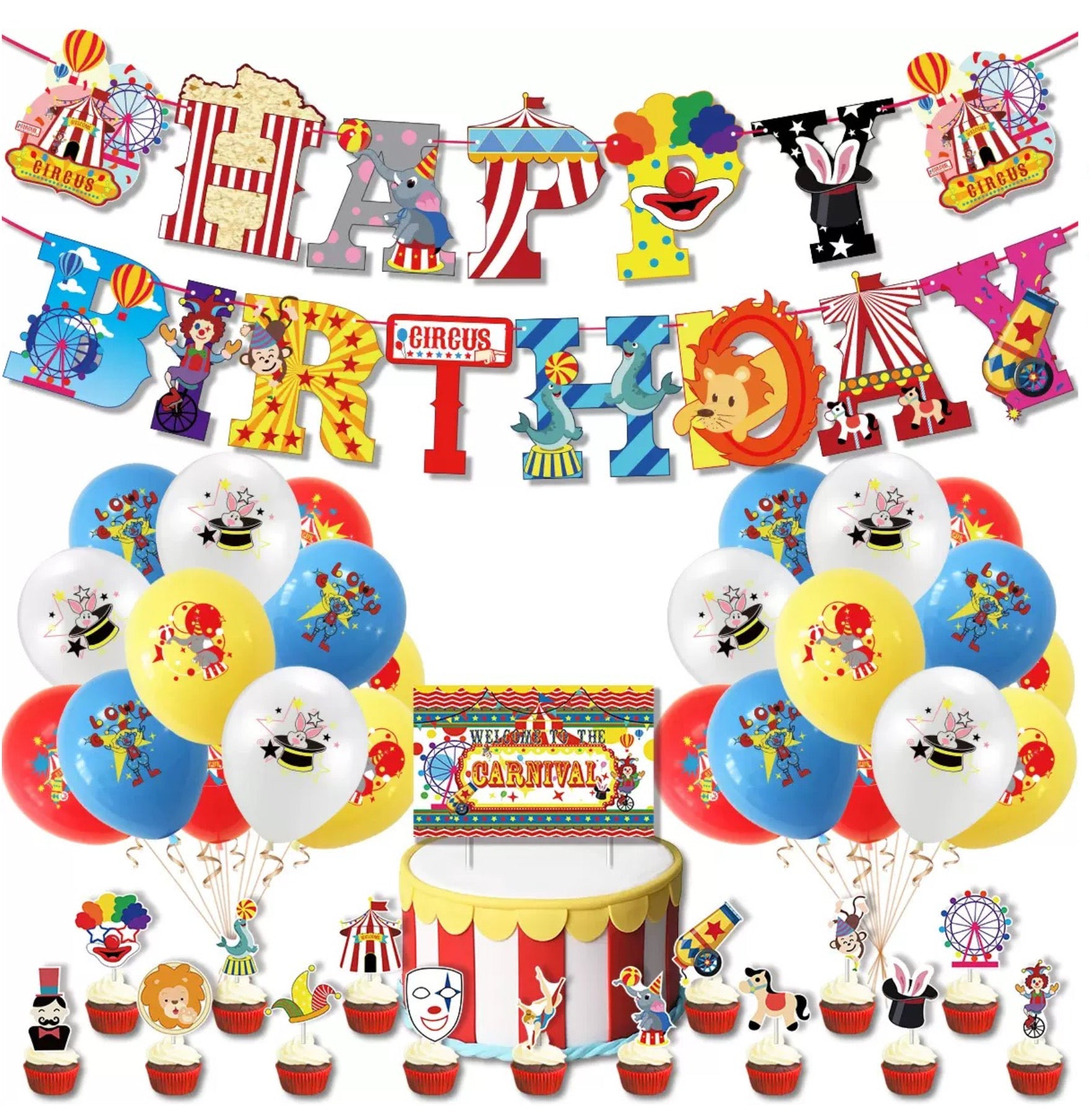Circus Birthday Party Decorations – Complete Decoration Set.