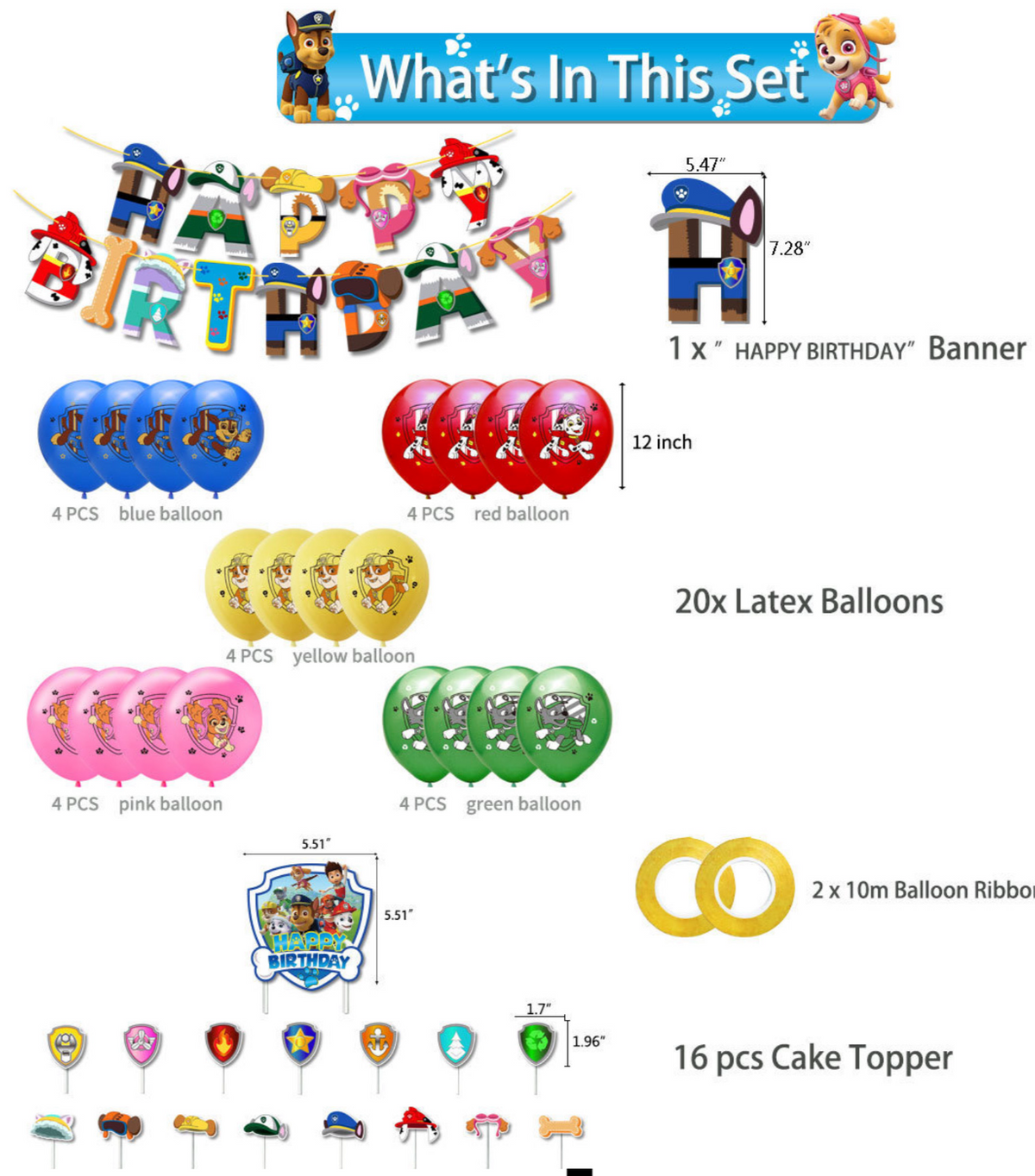 Paw Patrol Red-Blue party decorations set-table decor.