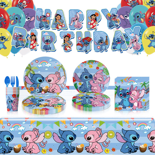 Stitch Blue & Pink Party decorations Set – Complete Table Decor Kit.