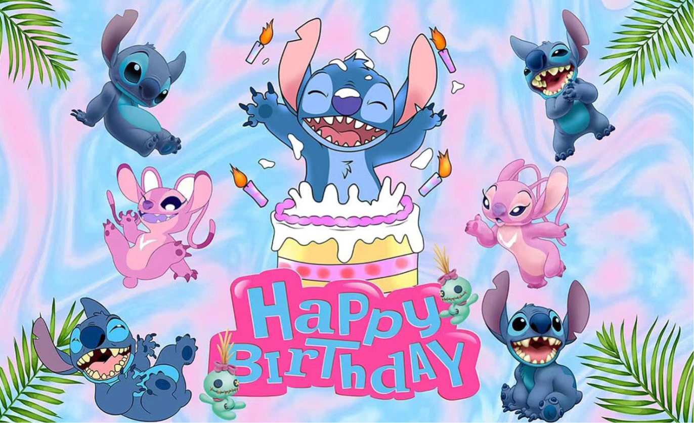 Stitch blue party backdrop.