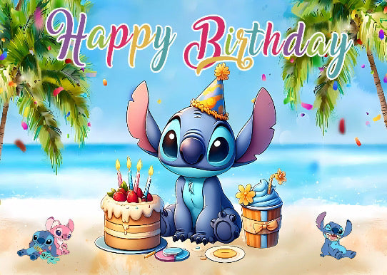 Stitch tropical party backdrop.