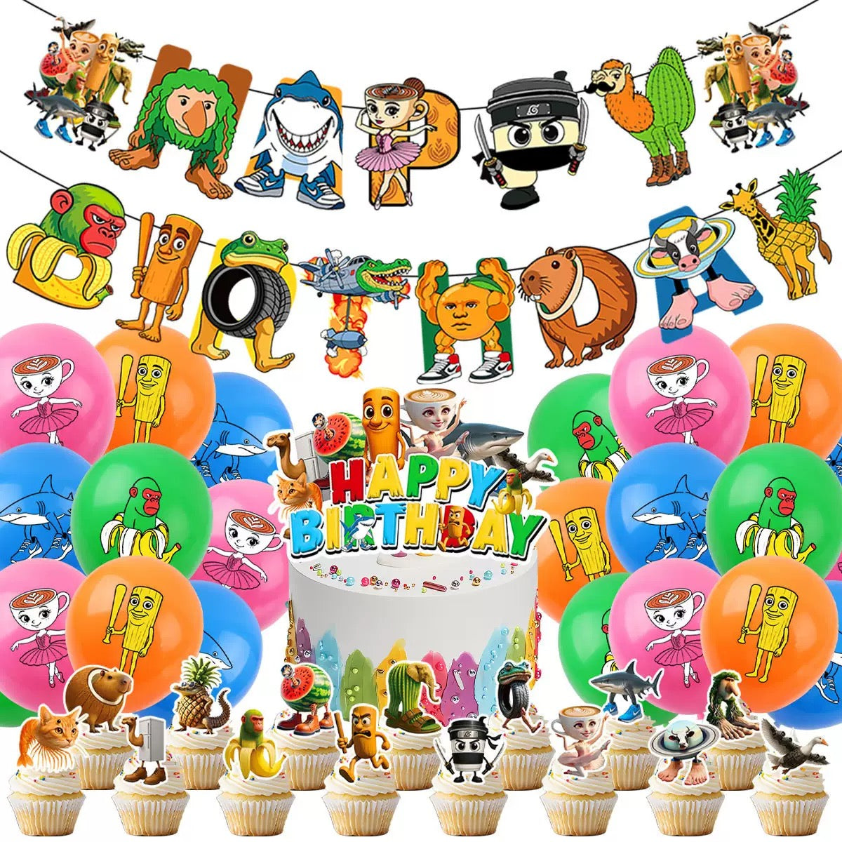 Brainrot Birthday Party Decorations – Complete Decoration Set.