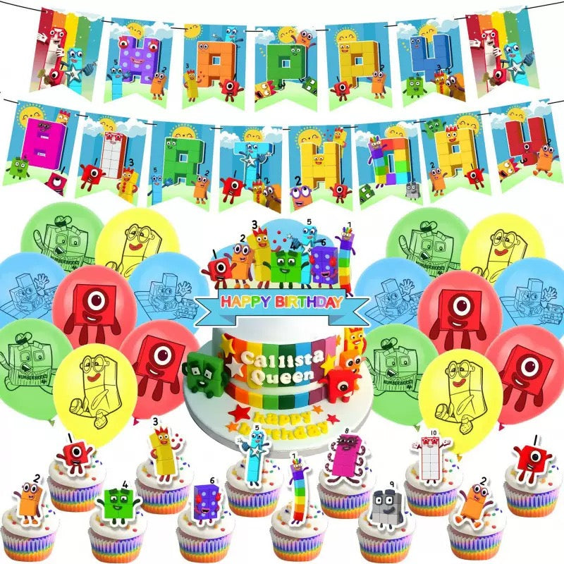 Numberblocks Birthday Party Decorations – Complete Decoration Set.