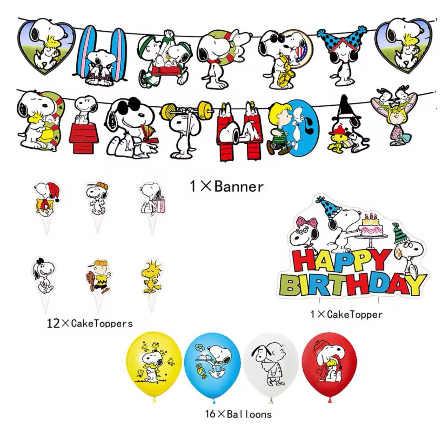 Snoopy Birthday Party Decorations – Complete Decoration Set.