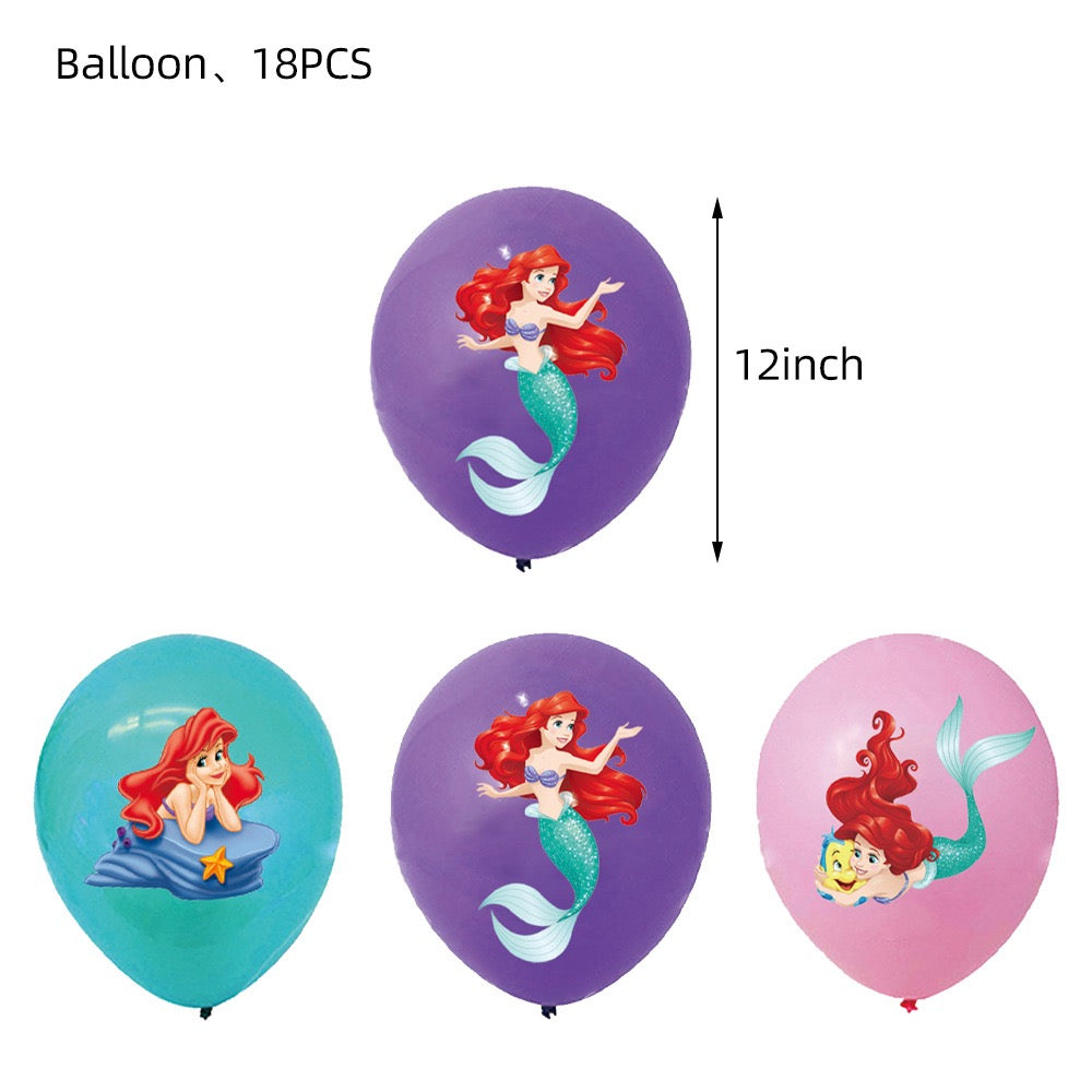 Ariel Party Supplies | Complete Decoration Set for 10 or 20 Guests.