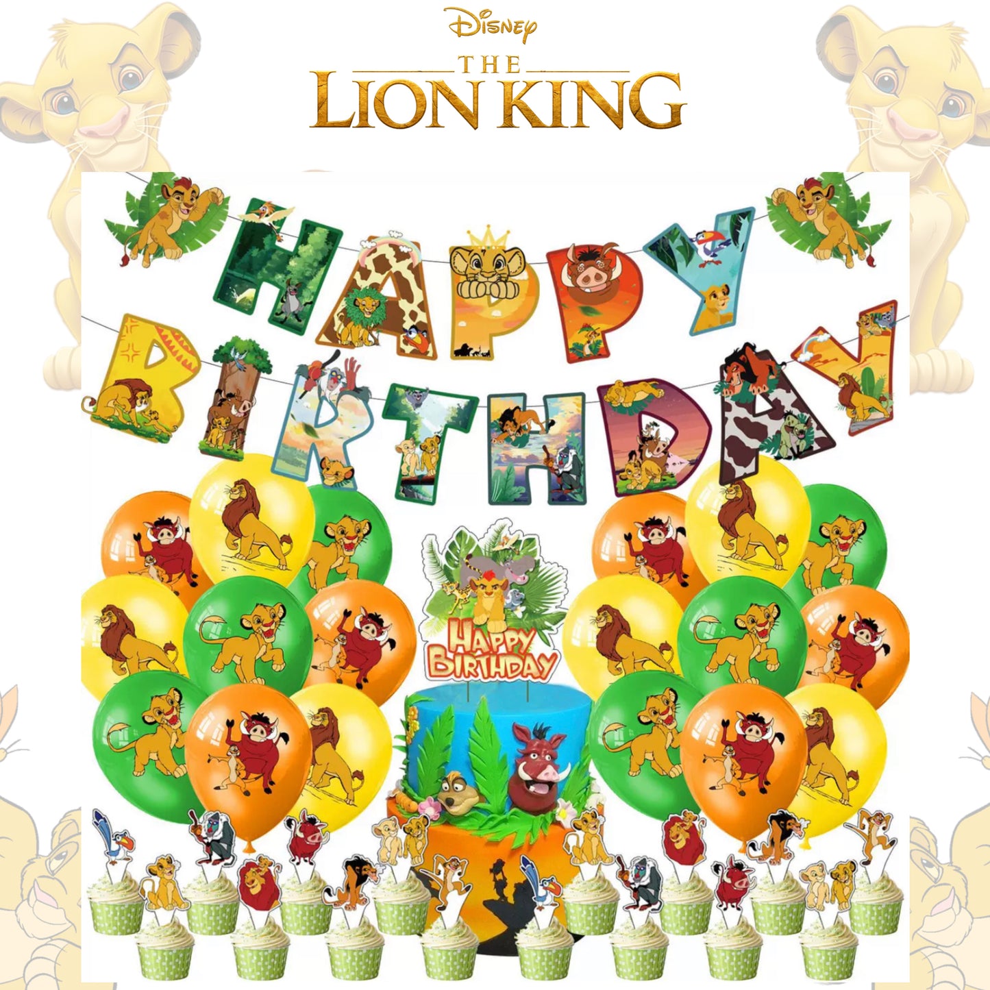 Lion King Party Supplies | Complete Decoration Set for 10 or 20 Guests.