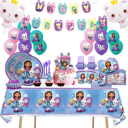 Gabby’s Dollhouse Birthday Party Set – Complete Table Decor Kit.