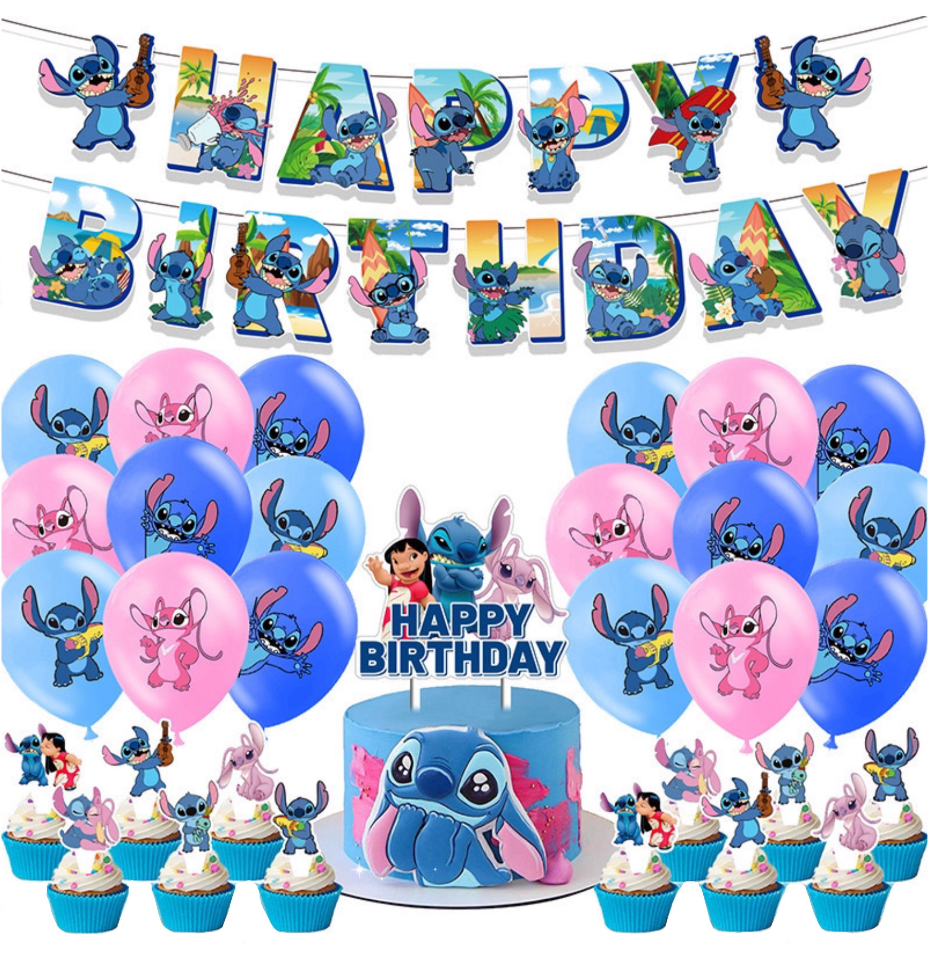 Stitch Tropical party decorations set-table decor.