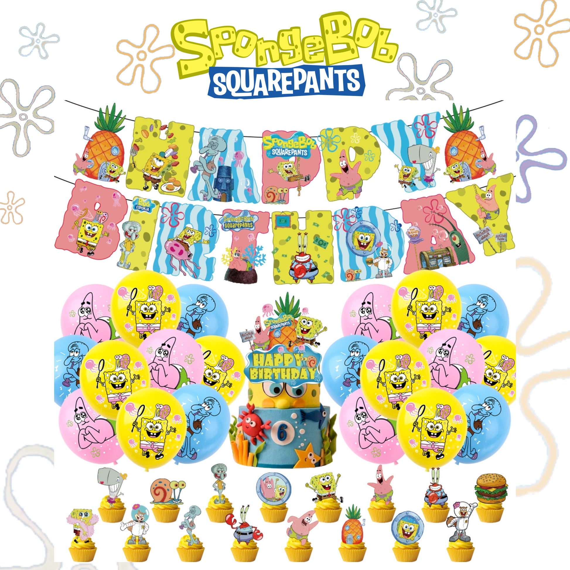 SpongeBob SquarePants Birthday Party Set – Complete Table Decor Kit.
