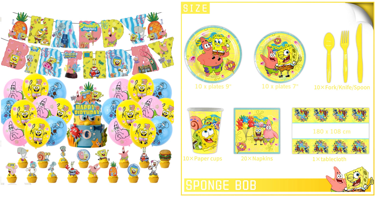 SpongeBob SquarePants Birthday Party Set – Complete Table Decor Kit.