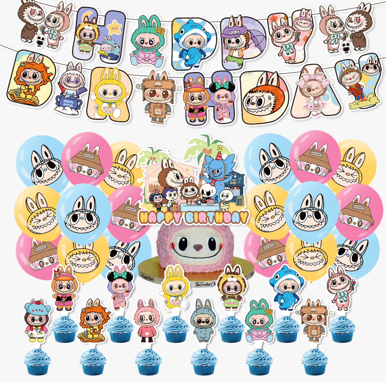 Labubu 02 Birthday Party Decorations – Complete Decoration Set.