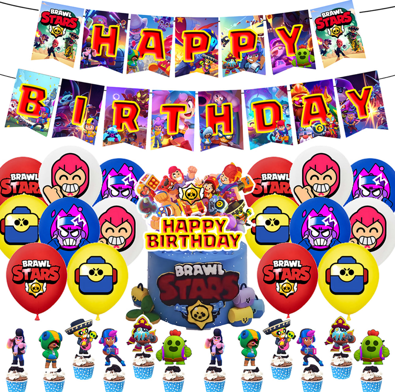 Brawl Stars Birthday Party Decorations (Style A) – Complete Decoration Set.