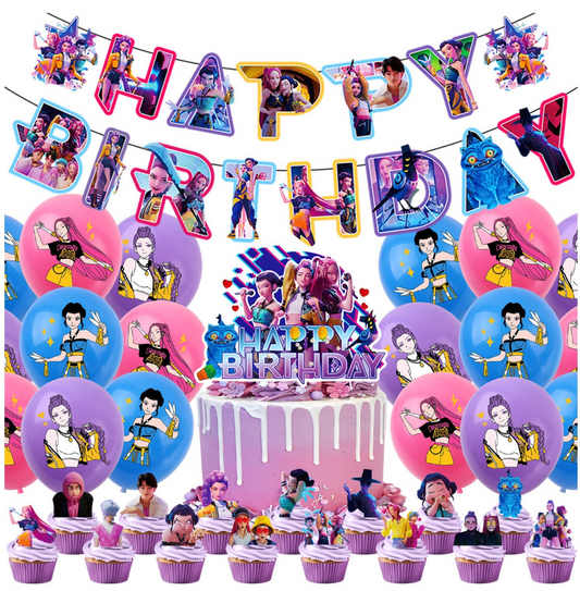 Huntrix Birthday Party Decorations (Style A) – Complete Decoration Set.