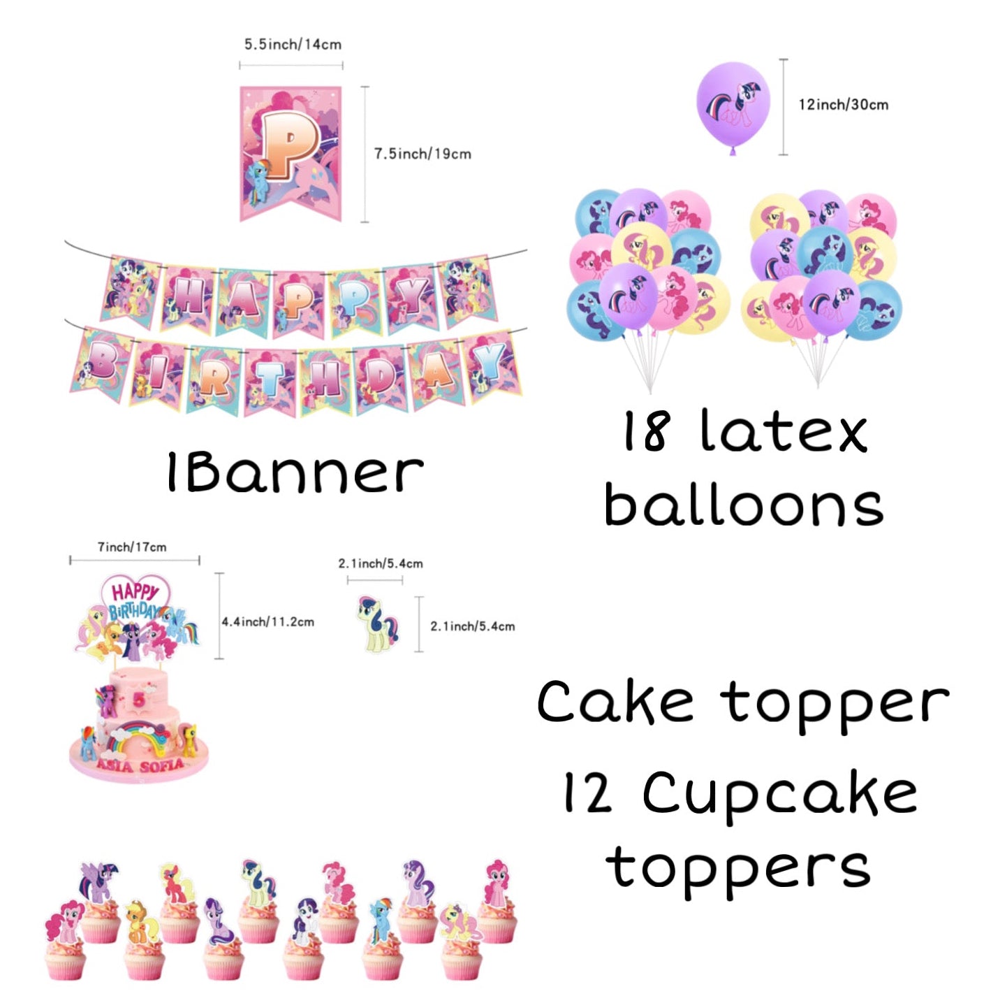 Little Pony Birthday Party Decorations – Complete Decoration Set.