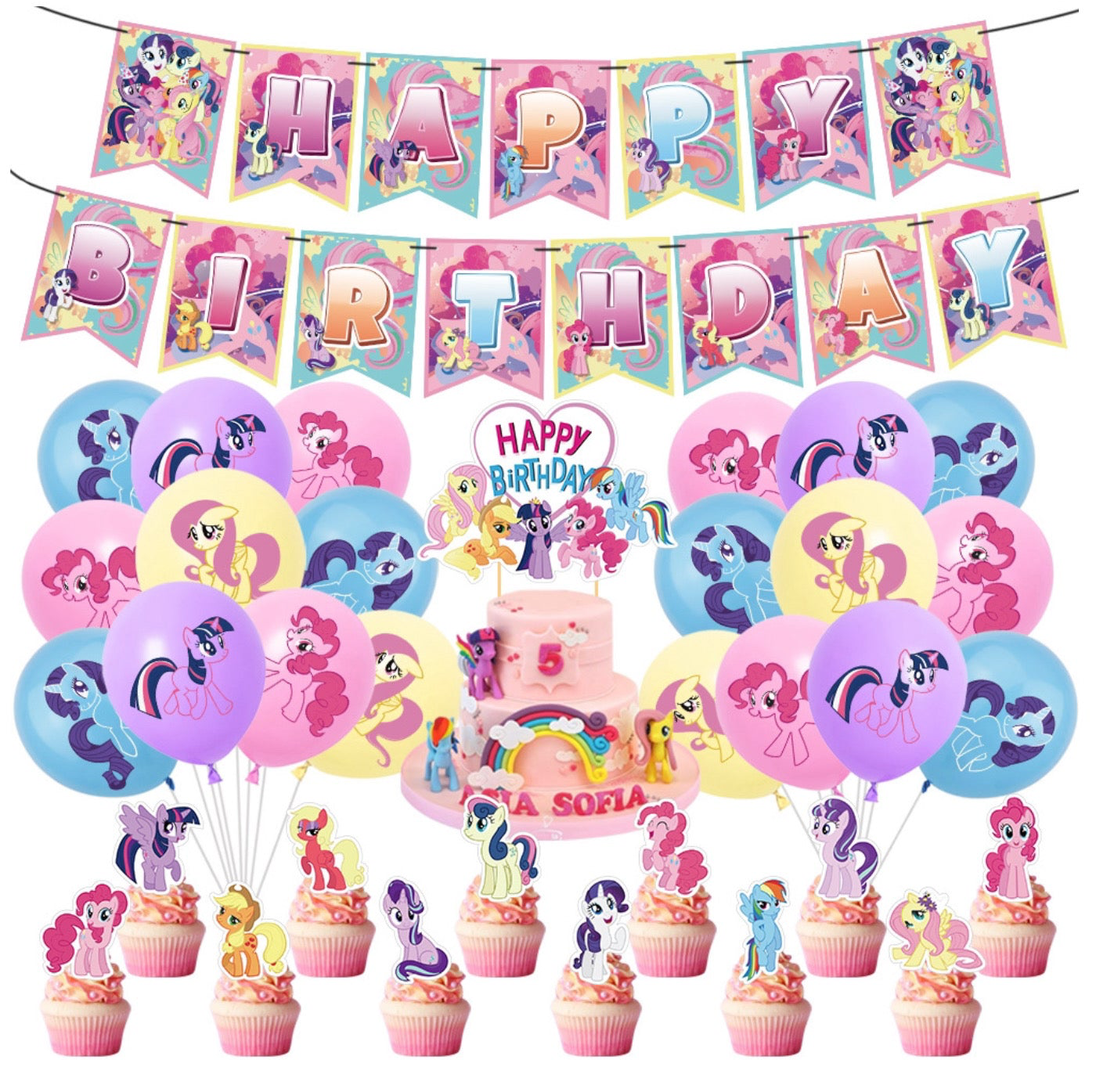 Little Pony Birthday Party Decorations – Complete Decoration Set.
