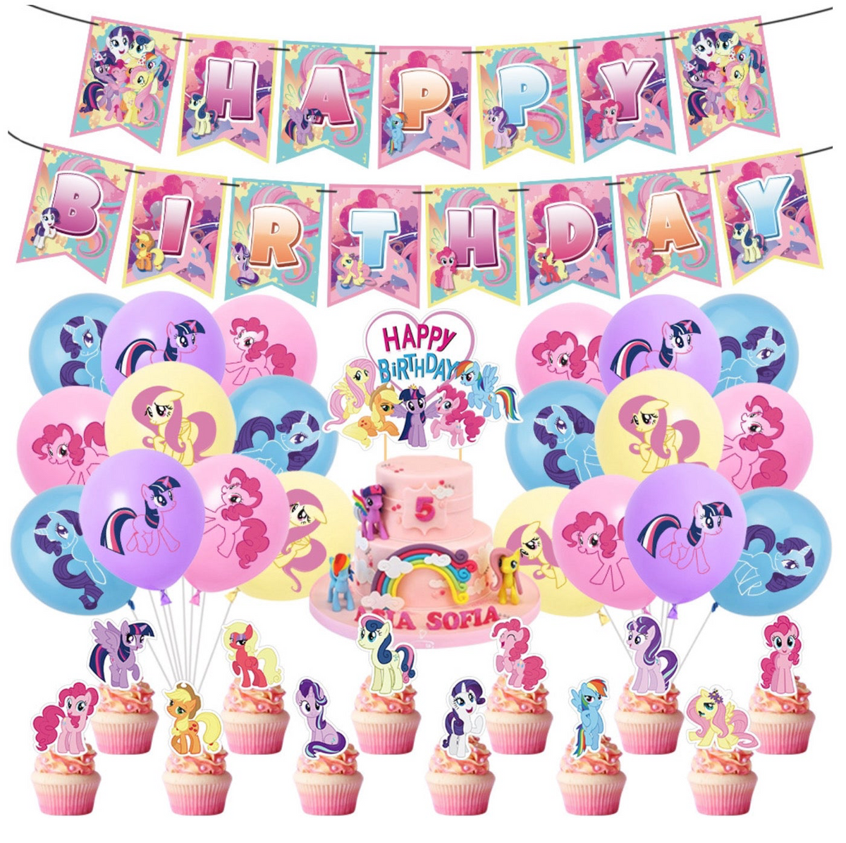 Little Pony Birthday Party Decorations – Complete Decoration Set.