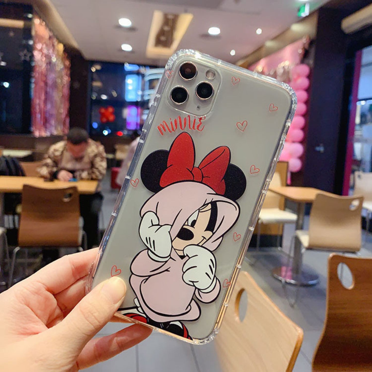 Custodia per telefono con Minnie Mouse in felpa rosa