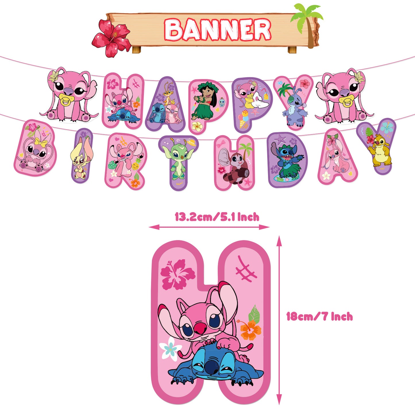 Set per festa di compleanno rosa con Stitch