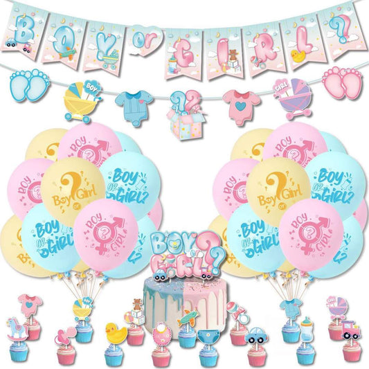 Gender reveal party set.