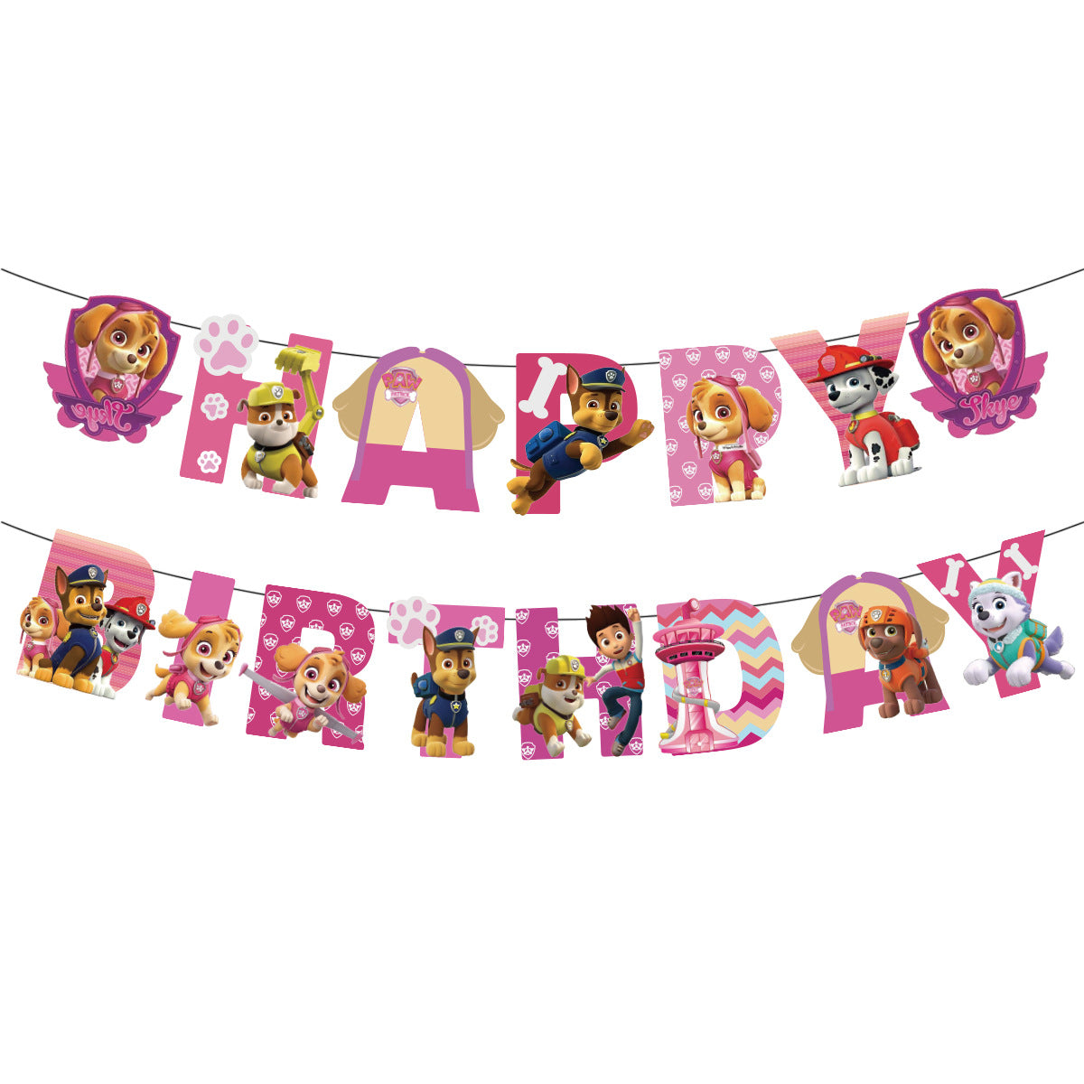 Pink Paw Patrol Birthday party set.