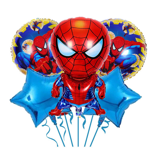 Spiderman set of five foil balloons.